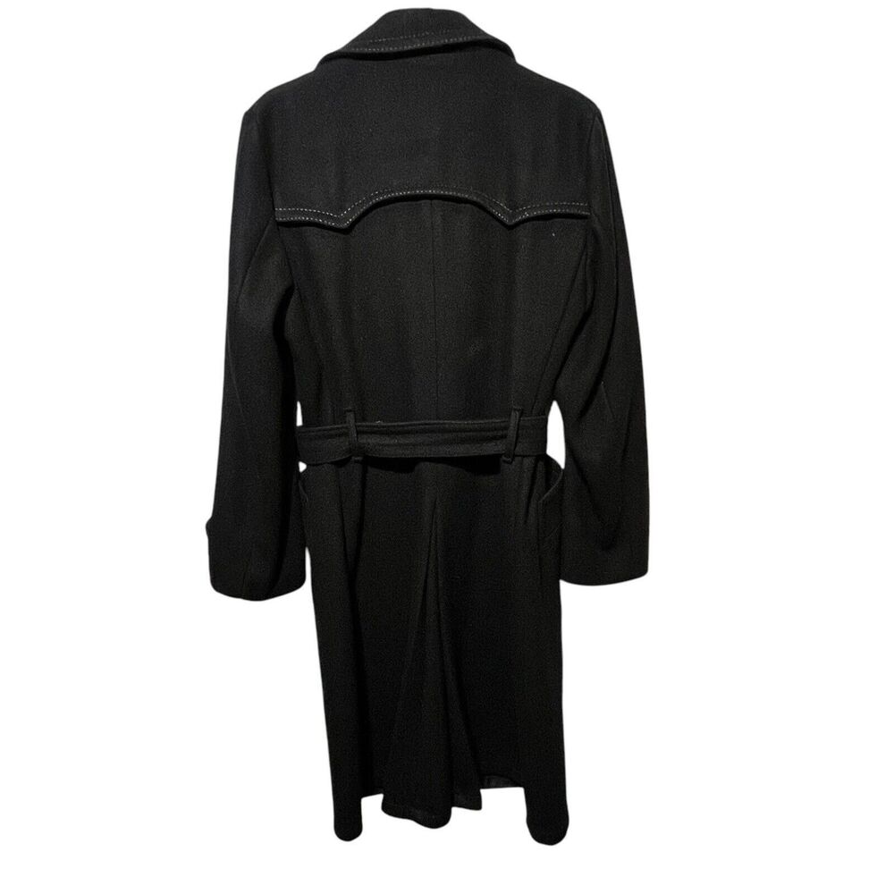 Vintage Esprit By Campus Unisex Black Wool Trench… - image 2